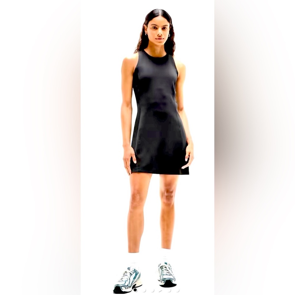 Athleta at Athleisure Ribbed Tank Dress Black Fit & Flare Size M Soft Mini
